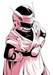  1boy absurdres amayuki318 belt black_bodysuit bodysuit cape collarbone commentary cowboy_shot dougi dragon_ball dragon_ball_z from_above gloves great_saiyaman hands_on_own_hips helmet highres male_focus motorcycle_helmet open_mouth partially_colored radio_antenna simple_background solo son_gohan talking teeth tongue turtleneck turtleneck_bodysuit visor_(armor) watch white_background white_gloves wristwatch 