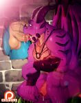 2019 absurd_res activision anthro anthro_on_anthro armor balls biceps big_balls big_penis blue_body blue_scales blush bodily_fluids brick brick_wall captain_nikko clothing crouching dominant dominant_male dragon dripping duo eyebrows faceless_anthro faceless_character faceless_male facial_horn facial_spikes fellatio foreskin gauntlets genital_fluids genitals glory_hole gloves handwear hi_res horn humanoid_genitalia humanoid_penis jewelry looking_aside male male/male male_penetrated male_penetrating male_penetrating_male muscular muscular_anthro muscular_arms muscular_male mythological_creature mythological_scalie mythology necklace oral oral_penetration penetration penile penis precum precum_drip purple_body purple_scales ragnar_(spyro) reptile rescued_dragons_(spyro) scales scalie sex spikes spikes_(anatomy) spyro_reignited_trilogy spyro_the_dragon submissive submissive_male sweat sweatdrop tan_body tan_scales thick_eyebrows tongue tongue_on_penis wall_(structure) wings
