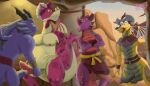 activision anthro asher_(spyro) balls baxterkangaroo beard belt bodily_fluids clothed clothing conan_(spyro) countershade_face countershade_neck countershade_torso countershading dragon erection eyewear facial_hair foreskin genital_fluids genitals glasses group halvor_(spyro) hat headgear headwear hi_res horn leaking looking_at_another male male/male masturbation mustache mythological_creature mythological_scalie mythology nipples nude partially_clothed penis pink_body precum purple_body purple_scales rescued_dragons_(spyro) scales scalie scar spyro_reignited_trilogy spyro_the_dragon tail thick_tail vein veiny_penis wings yellow_body