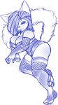  anthro breasts bubble_kitten17 canid canine clothing female fishnet hi_res legwear looking_at_viewer makeup mammal monochrome sketch solo thigh_highs 