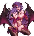  big_breasts breasts cleavage clothed clothing demon female hi_res horn horned_humanoid humanoid kuchicute long_tongue membrane_(anatomy) membranous_wings tongue tongue_out wings 