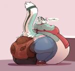 accident anthro bigasshyperdiaper bigasshyperdiaper_(character) black_nose bottomwear canid canine clothing dialogue english_text excessive_feces feces feces_pile footwear fox fur green_body green_fur green_tail heart_symbol hi_res hyper hyper_feces inflation male mammal overweight pants pooping raised_tail scat_inflation scatplay shoes sigh sighing simple_background socks soiling solo speech_bubble stained_clothing stained_pants stained_underwear standing tail text torn_clothing true_fox underwear white_body white_fur white_tail