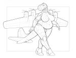 aeromorph aircraft airplane anthro areola back_wings belly big_areola big_belly big_breasts big_nipples breasts cockpit curvy_figure digital_media_(artwork) featureless_crotch female fin front_view hi_res living_aircraft living_machine living_vehicle machine metallic_body monochrome navel ndragon3 nipples not_furry nude nude_anthro nude_female overweight overweight_anthro overweight_female propeller simple_background solo standing tail tail_fin thick_thighs vehicle voluptuous wheel wheel_feet wide_hips wings