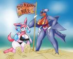  2019 absurd_res anthro areola breasts camel_toe clothed clothing dragon eeveelution female fur gabite hi_res lime09 nintendo pok&eacute;mon pok&eacute;mon_(species) pok&eacute;morph sylveon video_games 