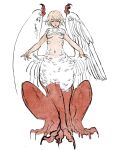 2026 3:4 3_toes 5_fingers arms_out avian avian_taur blonde_hair breasts claws colored delicious_in_dungeon digitigrade dragon dragon_taur eyelashes eyes_closed falin_touden feathered_wings feathers feet female fingers flat_colors front_view full-length_portrait hair hi_res humanoid_taur itchyplumbutt line_art marker_(artwork) mythological_creature mythological_scalie mythology navel nude painting_(artwork) portrait pose quadruped red_body red_scales scales scalie short_hair simple_background solo straight_hair tan_body taur toes traditional_media_(artwork) unfinished watercolor_(artwork) white_background white_body white_feathers wing_claws wings