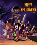 4brandonsj4 anthro axe brown_body brown_fur candy clothing cosplay costume death_(personification) dessert erma_(brandon_santiago) erma_williams fake_ears_hairband felicia_buford female food fur fur_skirt ghost grim_reaper group halloween hi_res holding_axe holding_candy_bucket holding_melee_weapon holding_object holding_shield holding_sword holding_weapon holidays horn human humanoid jack-o'-lantern mammal melee_weapon murid murine official_art onryo peanuts_(comic) rat rodent shield sidney_(erma) spirit sword sylvia_miller trick-or-treating unicorn_horn warrior_unicorn_princess warrior_unicorn_princess_(character) weapon