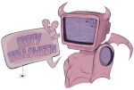 alpha_channel aphrodite_(drunkydude) arachnid arthropod bat_wings belly breasts claws digital_media_(artwork) drunkydude electronics female feminine for_a_head halloween heart_symbol holidays horn humanoid machine membrane_(anatomy) membranous_wings not_furry object_head pink_body purple_face robot robot_humanoid sagging_breasts screen screen_face screen_head solo spider spider_web television tv_head wings