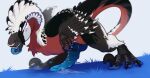 2_mouths 3_toes accessory animal_genitalia animal_penis anthro avian big_penis black_body black_claws black_feathers black_feet black_fur black_genitals black_penis black_scales blue_body blue_claws blue_eyes blue_feathers blue_genitals blue_penis blue_tongue bodily_fluids body_horror brown_body chest_tuft claws cloaca cloacal_penis cum cum_drip dewclaw dinosaur dripping dromaeosaurid drooling duo erection facial_piercing feathered_arms feathered_crest feathered_dinosaur feathered_scalie feathered_wings feathers feet feral finger_claws fingers forked_tongue fur genital_fluids genital_piercing genitals glans glistening grass grey_body grey_feathers grey_scales head_crest head_feathers hi_res huge_penis hybrid_genitalia hybrid_penis jewelry knot knotted_penis leaking licking long_tongue looking_at_viewer male male_feral markings mouth_on_neck multi_mouth multicolored_body multicolored_feathers narrowed_eyes nose_piercing nose_ring open_mouth orange_body outside owishka paws penile penile_spines penis penis_accessory penis_piercing piercing pink_tongue plant precum precum_drip precum_string prehensile_penis prehistoric_species presenting presenting_penis purple_eyes purple_genitals red_body red_feathers red_fur red_genitals red_scales red_tail reptile ridged_penis ring ring_piercing ringed_penis saliva saurischian scales scalie scutes sharp_teeth sickle_claw simple_background smile solo standing tail tail_feathers talons tapering_penis teeth theropod thick_tail toe_claws toes tongue tongue_out tuft unusual_anatomy unusual_genitalia unusual_penis urethral utahraptor white_body white_feathers white_fur wings