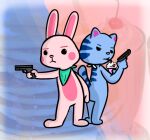 2018 4_fingers action_pose aiming_gun aiming_weapon anthro beady_eyes bent_arm biped black_eyes blue_body blue_eyebrows blue_fur blue_tail cel_shading cheek_spots cherry closed_frown colored cookieboy011 digital_drawing_(artwork) digital_media_(artwork) disney domestic_cat drinking drinking_straw duo english_description eyebrows featureless_crotch featureless_feet feet felid feline felis fingers food frown fruit fun_bun fur gun handgun holding_gun holding_handgun holding_milkshake holding_object holding_pistol holding_ranged_weapon holding_weapon kerchief kerchief_only lagomorph leporid long_ears looking_at_viewer male mammal mixed_media mostly_nude mostly_nude_anthro mostly_nude_male mouth_closed multicolored_body multicolored_fur neckerchief neckerchief_only neckwear photo_background photography_(artwork) pink_body pink_fur pink_inner_ear pink_nose pistol plant pose puddles_(wreck-it_ralph) rabbit ralph_breaks_the_internet ranged_weapon shaded standing straight_arm straight_legs tail teal_kerchief teal_neckerchief two_tone_body two_tone_fur two_tone_tail weapon wreck-it_ralph