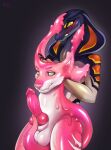 animal_genitalia animal_penis animate_inanimate anthro balls big_penis blush canid canine canine_genitalia canine_penis canis cobra duo erection genitals goo_creature hi_res knot knotted_penis living_clothing male mammal penis pink_body reptile scalie sheath simple_background snake tentacles wolf xiss
