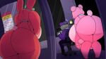 16:9 accessory against_surface animate_inanimate anthro bear_tail big_breasts big_butt bodily_fluids bow_ribbon breasts breasts_on_glass butt chair clothing colored female fur furniture group hair_accessory hair_bow hair_ribbon hat headgear headwear hi_res hoppi_(gremlingrounded) huge_breasts huge_butt human knock-kneed living_plushie looking_through looking_through_window lovedoll lovedoll_toy_factory male mammal nervous nervous_sweat nightguard office office_chair on_chair on_glass pink_body pink_fur plushie red_body red_fur ribbons scut_tail segmented_body short_tail sitting sitting_on_chair sweat tail teddi_(gremlingrounded) the_mag_(artist) trio uniform widescreen