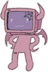 :3 ambiguous_gender animated animated_gif aphrodite_(drunkydude) bat_wings chibi digital_media_(artwork) drunkydude electronics female feminine for_a_head heart_symbol horn humanoid machine membrane_(anatomy) membranous_wings not_furry object_head pink_body purple_face robot robot_humanoid screen screen_face screen_head short_playtime solo spider_web television tv_head wings