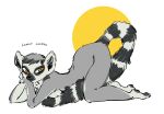 2025 ambiguous_anthro ambiguous_gender anthro arched_back arm_support ass_up black_markings black_pawpads claws closed_smile countershade_arms countershade_torso countershading eye_markings eyelashes facial_markings fluffy fluffy_ears fluffy_tail fur gradient_hair grey_body grey_fur grey_hair hair hand_on_own_face head_markings hi_res leaning_on_elbow leg_markings lemur long_tail looking_away lying mammal markings mouth_closed muzzle_(marking) on_front pawpads pinup pointy_ears pose primate pupils ring-tailed_lemur ring_(marking) ringed_tail short_hair side_view simple_background skinny_ambiguous skinny_anthro small_pupils small_waist smile socks_(marking) solo sori0414 strepsirrhine striped_markings striped_tail stripes tail tail_between_legs tail_markings toe_claws toe_pads toepads white_background