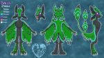  2019 3_fingers 3_toes anthro avali avian balis barefoot biped black_feathers black_tail blue_feathers blue_tail chest_tuft claws color_swatch digital_media_(artwork) digitigrade feathered_wings feathers featureless_crotch felisrandomis fingers green_feathers green_tail hi_res male model_sheet multicolored_feathers multiple_angles naturally_censored nude open_mouth purple_eyes simple_background solo standing teeth toe_claws toes tuft white_claws winged_arms wings 