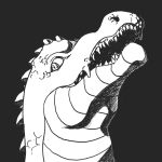  1:1 alligator alligatorid ambiguous_form ambiguous_gender anthro bust_portrait cregon crocodile crocodilian crocodylid headshot hoti-to open_maw portrait reptile scalie simple_background sketch teeth 