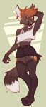  anthro bra canid canine clothed clothing female fur garter_straps hair junebuq legwear mammal simple_background solo standing thigh_highs underwear 