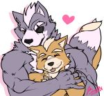  &lt;3 2018 anthro big_muscles bite black_nose canid canine canis duo ear_bite eye_patch eyewear flammars fox fox_mccloud fur grey_fur male male/male mammal muscular muscular_male neck_tuft nintendo romantic romantic_couple scar signature simple_background size_difference star_fox tuft video_games white_background wolf wolf_o&#039;donnell 