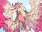  anthro avian beak big_breasts bird breasts curvaceous feathered_wings feathers female hi_res nipples nude open_mouth pussy solo thick_thighs weskers wide_hips wings 