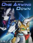  airwing anthro black_nose canid canine canis cheek_tuft clenched_teeth clothing comic coreguardian cover cover_page duo fox fox_mccloud fur fur_tuft green_clothing green_eyes grey_fur looking_at_viewer male mammal multicolored_fur neckerchief nintendo red_clothing red_eyes scouter space star_fox tan_fur teeth tuft two_tone_fur video_games wolf wolf_o&#039;donnell ximorexx 