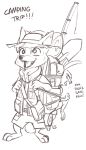  alec8ter ambiguous_gender anthro backpack barefoot bound brown_and_white buckteeth canid canine cheek_tuft clothed clothing dialogue disney duo english_text fishing_rod fox hat headgear headwear judy_hopps lagomorph leporid mammal monochrome nick_wilde open_mouth open_smile rabbit shovel signature simple_background smile standing teeth text tools tuft white_background zootopia 
