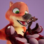  1:1 3d_(artwork) anthro balls brown_fur canid canine digital_media_(artwork) disney duke_weaselton duo fox fur green_eyes hi_res male mammal mustela mustelid musteline nick_wilde nude pawpads paws scimunk simple_background size_difference suspension zootopia 