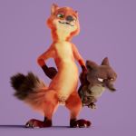  1:1 3d_(artwork) animal_genitalia anthro balls brown_fur canid canine digital_media_(artwork) disney duke_weaselton duo fox fur hi_res male male/male mammal mustela mustelid musteline nick_wilde nude restrained scimunk scowl simple_background smile spreading suspension zootopia 