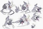  2017 4_fingers absurd_res ahegao anthro avian beak bodily_fluids breath breath_of_the_wild bust_portrait clothing dialogue english_text eyes_closed feathers fingers half-closed_eyes haps hi_res kass_(tloz) looking_pleasured multiple_images multiple_poses nintendo open_mouth portrait pose rito saliva simple_background smile solo text the_legend_of_zelda tongue tongue_out video_games 