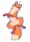  2019 ? ambiguous_gender black_nose canid canine color_fox feral fluffy fox fur inner_ear_fluff looking_at_viewer lying mammal multicolored_fur on_back orange_fur pawpads portrait simple_background solo spread_legs spreading tan_fur two_tone_fur white_background 