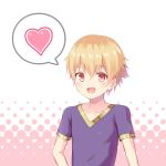  1boy amaama_(user_mepv2353) bangs blonde_hair blush child child_gilgamesh eyebrows_visible_through_hair fate/grand_order fate_(series) hair_between_eyes heart looking_at_viewer male_focus red_eyes solo speech_bubble spoken_heart younger 
