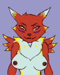  2019 animated areola breasts digimon digimon_(species) fangs female fur long_tongue multicolored_fur nipples open_mouth purple_fur pussy red_fur renamon solo teeth tongue tongue_out ungulatr white_fur yellow_eyes yellow_fur 