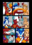  anthro canid canine comic digital_media_(artwork) food fox fur fuzzdrake101 hair hi_res male mammal nivek nude open_mouth paws red_fur smile teeth tongue whipped_cream 