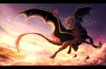  2015 black_bars day detailed_background digital_media_(artwork) dragon fantasy feral flying horn membrane_(anatomy) membranous_wings outside scalie skaydie sky solo western_dragon wings 