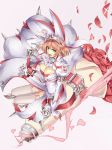  1girl ascot bouquet bra breasts buckle cleavage cleavage_cutout clover dress elphelt_valentine flower four-leaf_clover gloves guilty_gear guilty_gear_xrd hairband highres large_breasts long_dress otsutei pink_hair pink_ribbon puffy_sleeves red_bra red_flower red_ribbon red_rose ribbon rose short_hair shoulder_spikes smile spiked_gloves spiked_hairband spikes thighhighs underwear white_dress white_gloves white_legwear 