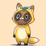  1:1 2019 anthro brown_fur canid canine fur hanakusotokyo leaf male mammal onesie raccoon_dog simple_background solo tanuki 
