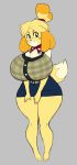  animal_crossing anthro big_breasts black_nose breasts canid canine canis clothed clothing domestic_dog female fully_clothed fur grey_background hair hi_res huge_breasts isabelle_(animal_crossing) looking_at_viewer mammal nintendo shih_tzu short_stack simple_background solo standing tan_fur thick_thighs toy_dog unknown_artist video_games voluptuous wide_hips 