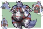  anthro belly big_belly blue_fur canid canine clothed clothing fox fur girly male mammal moobs multiple_poses navel obese obese_male overweight overweight_male pose skimpy solo standing thick_thighs white_fur wide_hips レノン 