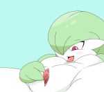  2019 anthro blush breasts digital_media_(artwork) female gardevoir hi_res humanoid nintendo not_furry nude pok&eacute;mon pok&eacute;mon_(species) presenting pussy red_eyes smile solo video_games yourfren 