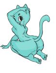  2018 anthro big_butt blue_fur breasts butt cartoon_network domestic_cat felid feline felis female fur hi_res looking_back mammal mature_female nicole_watterson pose raised_tail rear_view simple_background solo the_amazing_world_of_gumball white_background wide_hips 