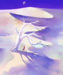  ambiguous_gender bare_tree blue_sky centaur crescent_moon day desert footprints loika moon original outdoors sand scenery shadow sky standing star_(sky) sun tree watermark web_address wide_shot 