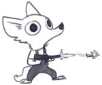  2019 ambiguous_gender anthro barefoot canid canine cheek_tuft chibi clothed clothing disney duo fox fuel_(artist) greyscale gun holding_object holding_weapon mammal micro midair monochrome neck_tuft overalls ranged_weapon shooting simple_background skye_(zootopia) standing tuft weapon white_background zootopia 