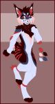  2017 anthro blue_fur citrinelle digital_media_(artwork) felid feline female fur hi_res lynx mammal model_sheet red_eyes red_fur simple_background smile solo white_fur 