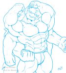  6_arms big_muscles body_builder canid canine canis clothing hi_res lerchief2007 line_art male mammal multi_arm multi_limb multifur muscular muscular_male solo underwear wolf zhenelov 