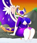  anthro anthrofied big_breasts bikini breasts clothing detailed_background female hi_res legendary_pok&eacute;mon lunala nintendo nipple_outline pok&eacute;mon pok&eacute;mon_(species) red_pupils red_sclera solo swimwear thegentlebro video_games 