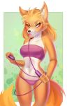  absurd_res alpha_and_omega anthro anthrofied art-abaddon blonde_hair bra canid canine canis clothing female fur hair hi_res jump_rope kate_(alpha_and_omega) lingerie mammal navel panties smile solo tongue tongue_out underwear wolf 