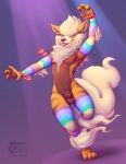  2019 animal_genitalia anthro anthrofied arcanine balls blush clothing erection girly hi_res legwear male mostly_nude nintendo one_eye_closed pinup pok&eacute;mon pok&eacute;mon_(species) pok&eacute;morph pose sheath solo stockings the_secret_cave tongue tongue_out video_games wink 