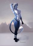  2019 abs anthro athletic black_fur blue_eyes blue_fur blush claws clothing cloud felid fluffy fur hair hi_res invalid_color invalid_tag jewelry jockstrap lion_tail long_tail looking_at_viewer male mammal mane markings model_sheet mountain muscular naruka naruka_(character) palette pantherine paws pecs piercing simple_background specie:feline specie:lion specie:mammal tattoo underwear white_fur white_hair 