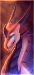  2016 blue_eyes digital_media_(artwork) dragon feral headshot hi_res horn open_mouth portrait scales skaydie smile solo spines teeth tongue white_scales 