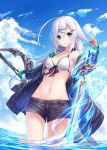  bikini_top open_shirt sword tyaba_neko wet 