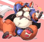  &lt;3 2019 ailurid anthro barazoku barefoot belly body_hair bulge clothing humanoid_hands jockstrap kamyuelo male mammal moobs navel nipples overweight overweight_male red_panda simple_background solo tongue tongue_out underwear uwu 
