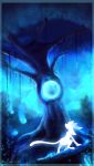  2016 ambiguous_gender anthro detailed_background digital_media_(artwork) guardian_spirit ori ori_and_the_blind_forest outside skaydie solo tree 
